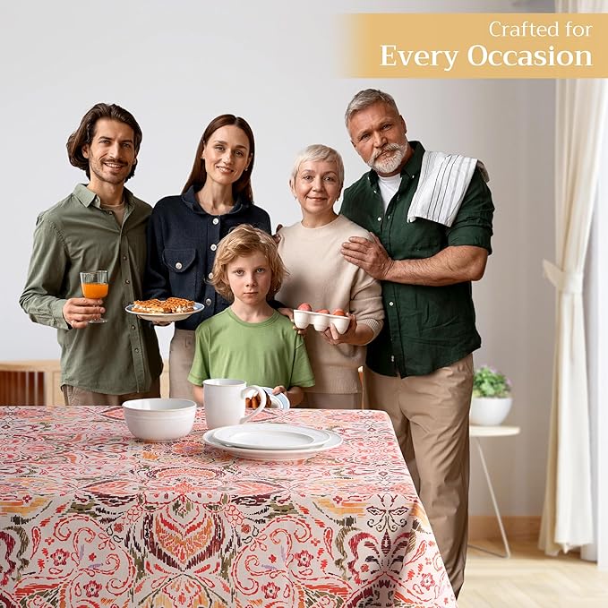 Maison d' Hermine Table Cloth Rectangle Table 100% Cotton 70 x 108 Inches Fall Tablecloth Reusable Everyday Use for Thanksgiving Christmas Decorations Dining Farmhouse Party (Damask)