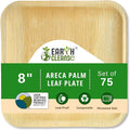 Compostable Palm Leaf Plates 8 Inch Square (75 Pack) | Disposable Biodegradable Plates Like Bamboo & Wooden | Microwave & Oven Safe | Eco-Friendly