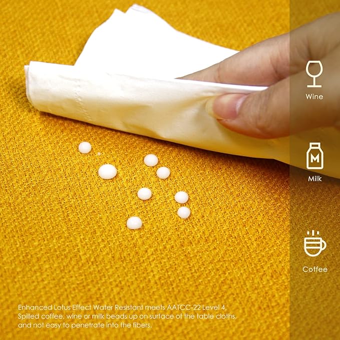BALCONY & FALCON Square Tablecloth - Small Waterproof Table Cloth, Wrinkle Resistant Table Cover Linen Fabric Tablecloths for Dining Kitchen Wedding and Outdoor Decoration (Golden, 55"x55")