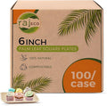 Raj Palm Leaf Plates Bulk [50-Pack] 6" Square Plates(2 CASES - 100 PACK) like Bamboo plates Disposable, Strong, Decorative Compostable Tableware for weddings, Lunch, Dinner, Birthday,Outdoor