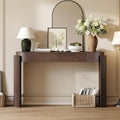 Merax 55" Entryway Table with Oval Top and 2 Drawers, Natural Wood Grain Finish Console Table with Fluted Design for Entryway and Living Room (Espresso)