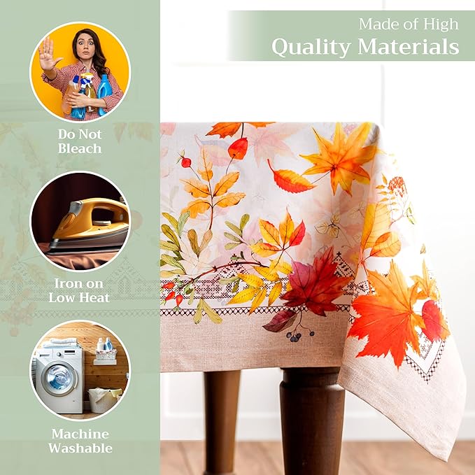 Maison d' Hermine Table Cloth Rectangle Table 100% Cotton 70 x 140 Inches Fall Tablecloth Reusable Everyday Use for Thanksgiving Christmas Decorations Dining Farmhouse Party (Amarante)
