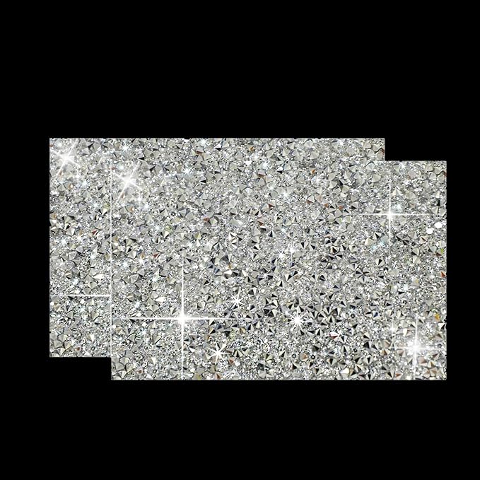 Silver Diamond Rhinestone Encrusted Square Placemats - Set of 2