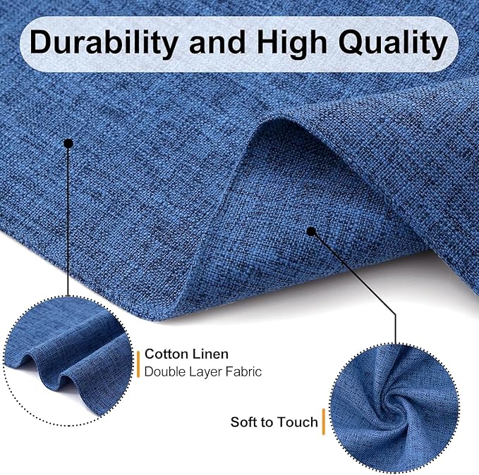 Homaxy Cloths Placemats for Dining Table Set of 8, Heat Resistant Washable Cotton Linen Blend Table Mats, Easy to Clean Place Mats for Indoor Outdoor Party Kitchen Decoration, 13" x 18", Blue