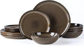AmorArc Ceramic Dinnerware Sets,Handmade Reactive Glaze Stoneware Plates and Bowls Sets,Highly Chip and Crack Resistant | Dishwasher & Microwave Safe Dishes Set,Service for 4 (12pc)
