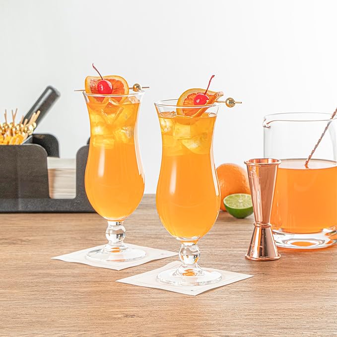 Vetri 15.5 Ounce Party Glasses, 6 Dishwashable Pina Colada Glasses - No Lead, Durable, Clear Glass Tulip Drinking Cups For Tropical Cocktails, For Alcoholic And No-Alcoholic Drinks - Restaurantware