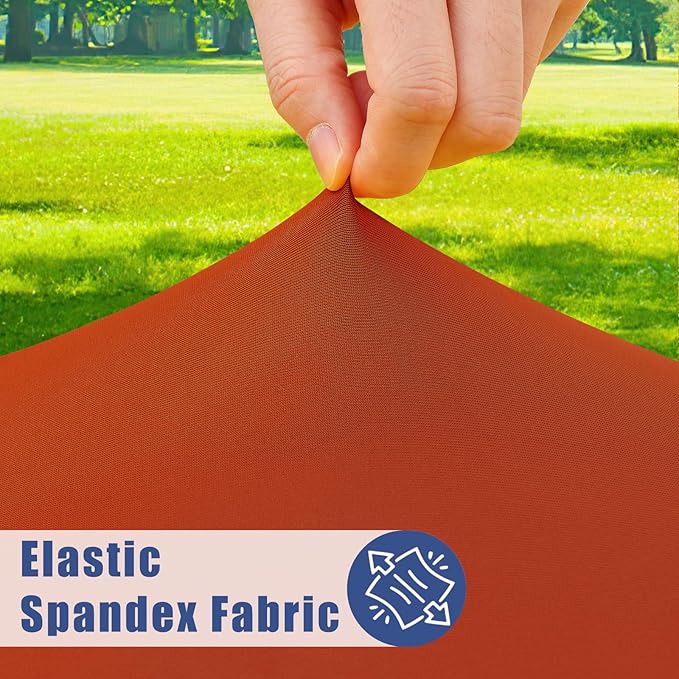 Round Spandex Tablecloth, Elastic Fitted Waterproof Tablecloths for 31"-35" Tables, Stretch Washable Picnic Table Cover for Camping, Dining, Indoor and Outdoor, Rust
