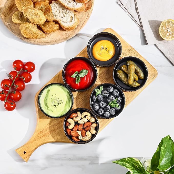 Selamica Ceramic Soy Sauce Dish, 2.6 Oz Dipping Bowls Set of 6, 3.5 Inch Pinch Bowls for Dip, Side Dish, Condiments, Sushi, Matte Black