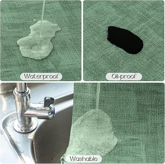 Romanstile Reversible Vinyl Placemats Set of 6, Faux Leather 100% Waterproof Oil-proof Wipeable Place Mats, Heat Resistant Dual Sided Table Mats for Kitchen/Dining/Party (Grey DarkGreen, 12 x 17 Inch)