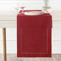 D'Moksha Homes Linen Red Table Runner 84 Inches Long - 100% Pure Linen Table Runner 14 x 84 Inch for Valentines, Spring - Classic Hemstitch