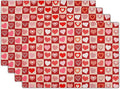 Valentines Day Table Mats - Red Heart Placemats Set of 4 Pink Love Place Mat 12x18 for Dining Kitchen Farmhouse