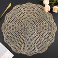 Placemats Set of 6, Round Placemats Gold 15 Inch Washable Vinyl Place Mats Dining Table Mats for Anniversary Wedding Party Kitchen Decorations