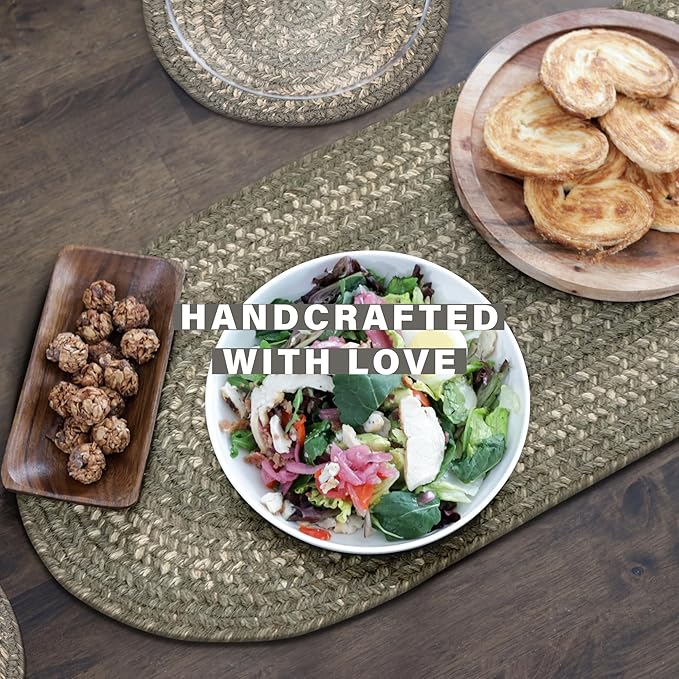 Homespice Grey Cloud Jute Braided Long Table Runner, Country Farmhouse Decor, Grey Rectangle 11x36 - Rich Colors, Easy to Clean, Durable and Protects Furniture