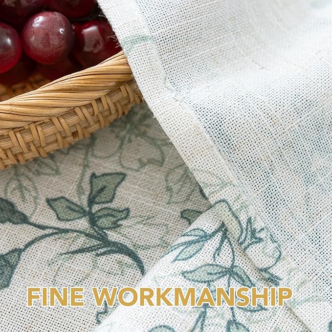 H.VERSAILTEX Linen Table Cloths Floral Printed Tablecloth Spill-Proof Waterproof Table Cover for Dining Buffet Feature Soft and Thick Fabric Wrinkle Free, 60 x 84 Inch, Retro Floral - Sage