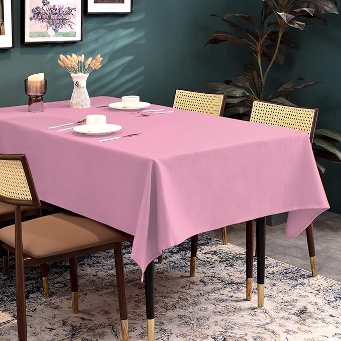 BALCONY & FALCON Table Cloth for 6 Foot Rectangle Tables – Waterproof, Wrinkle-Free Farmhouse Tablecloth for Dining, Kitchen, Wedding, Valentine，Baby Shower & Holiday Gatherings (Pink, 57" x 118")
