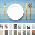 Placemats Set of 6 Vinyl/Plastic Woven Place Mats for Kitchen Table Indoor/Outdoor Washable Placemat Wipeable Dining Table Mats (Ocean Geode,6)