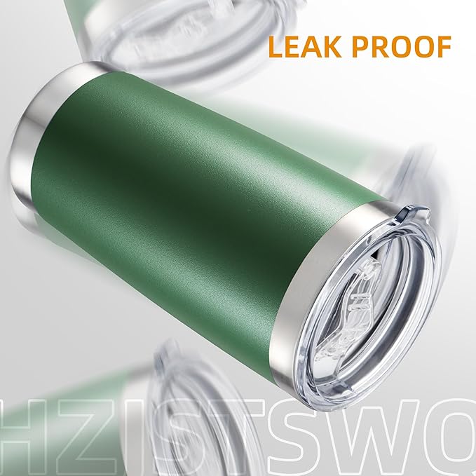 20 oz Tumbler Bulk with Lid Stainless Steel Insulated Tumblers Double Wall Vacuum Coffee Mug Powder Coated Tumbler Cups for Cold and Hot Drinks, Dark Green, 6 pack