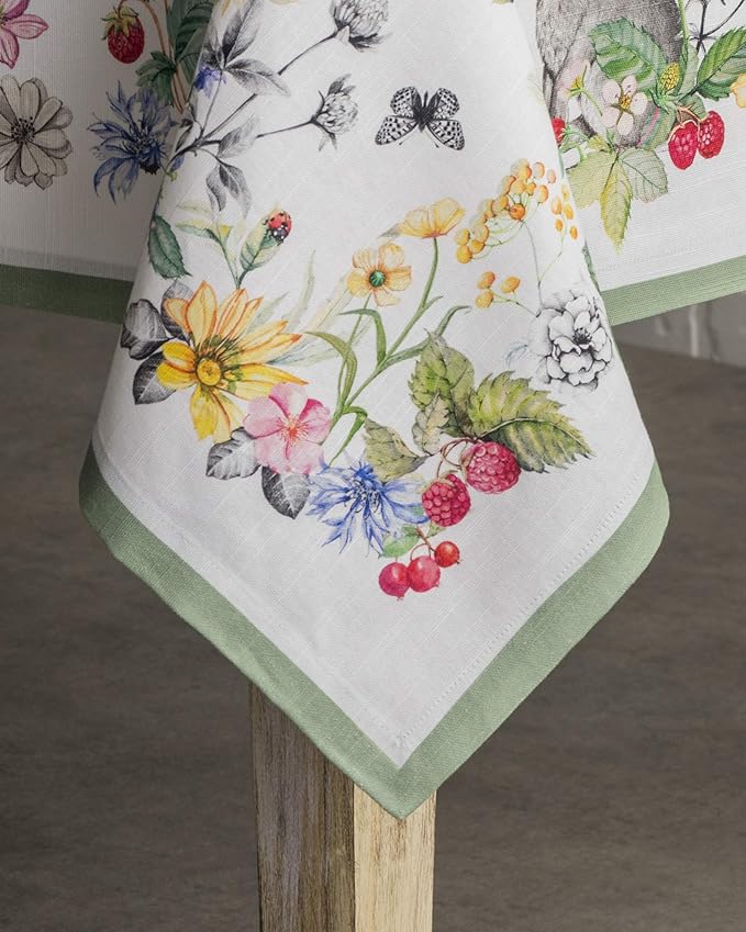 Maison d' Hermine Table Cloth Rectangle Table 100% Cotton 60 x 90 Inches Tablecloth Reusable Decorative for Dining Room Farmhouse Home Valentines Day Decorations Spring Summer - Printemps