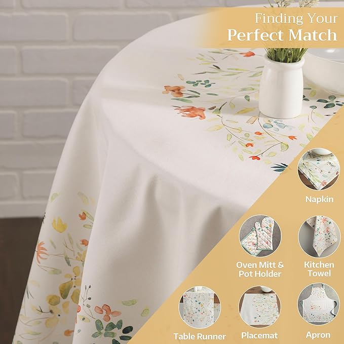 Maison d' Hermine Table Cloth Round Table 100% Cotton 69 Round Inches Tablecloth Reusable Decorative for Dining Room Farmhouse Home Valentines Day Decorations Spring Summer - Colmar