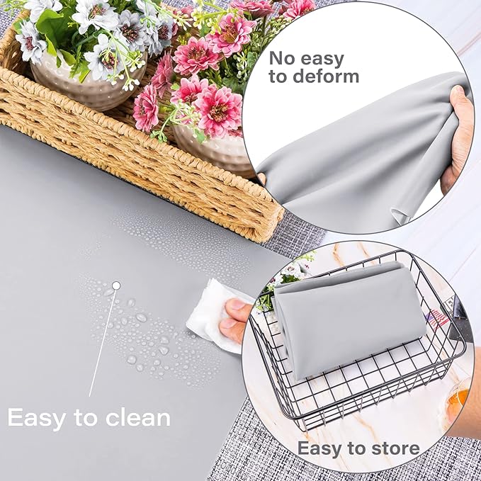 Gartful Silicone Craft Sheet - Large Nonstick Nonskid Mat, Countertop Protector, Table Placemat, Resin Casting Molds Mat, 27.6" x 19.7", Light Gray