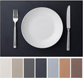 Faux Leather Placemats Set of 4 Vinyl Washable Wipeable Table Mats for Kitchen Dining Table Heat Resistant Waterproof Modern Indoor/Outdoor Placemats Non-Slip Easy Clean Place Mats (Black)
