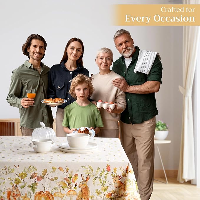Maison d' Hermine Table Cloth Rectangle Table 100% Cotton 60 x 90 Inches Fall Tablecloth Reusable Everyday Use for Thanksgiving Christmas Decorations Dining Farmhouse Party (Pumpkin Passion)