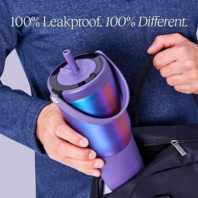 BrüMate Resa 35oz 100% Leakproof Travel Tumbler with Handle & Straw | Flexible SoftSip Straw | Silicone Sleeve for Durability | Stainless Steel | Cup Holder & Travel Friendly Water Bottle | (Guava)