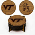 LazerEdge Virginia Tech Hokies Wooden Coaster Set - Cherry Wood - Officially Licensed Product - 4-Pack
