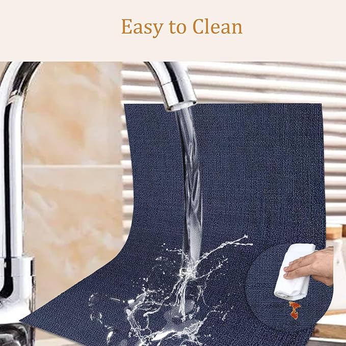 DACHUI Placemats Set of 8, Linen Look Woven Place Mats, Water Resistant, Heat Resistant, Washable, Durable Table Mats (Navy Blue)