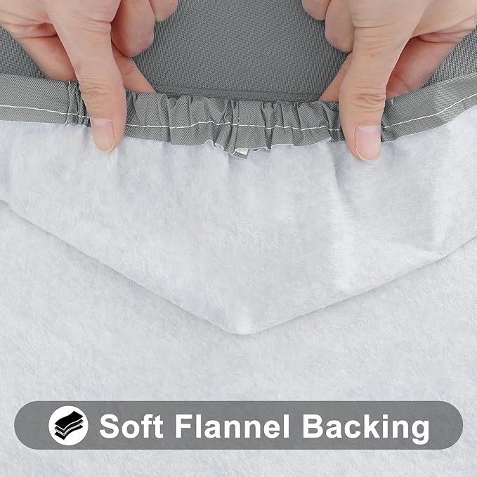 Smiry Rectangle Tablecloth, Elastic Fitted Flannel Backed Vinyl Tablecloths for 6ft Folding Tables, Waterproof Wipeable Table Covers for Indoor, Outdoor, Picnic and Camping (Grey, 36"x72")