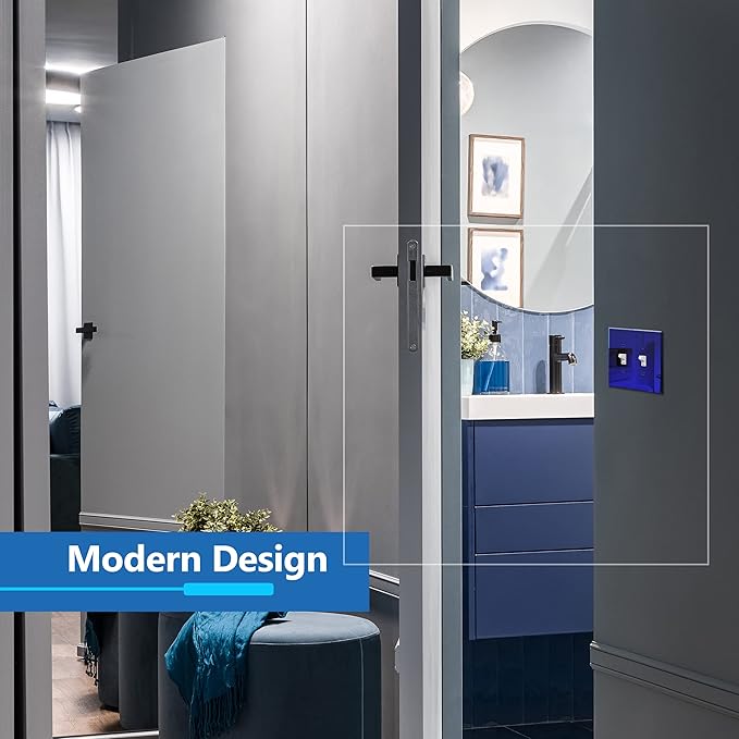 LIDER Double Toggle Switch Acrylic Wall Plate, Mirrored Dual Light Switch Plate, Plexiglass Switch Cover, Reflective Finish, Modern Decoration Upgrade, Oversized 2-Gang 5.25" x 5.25", Blue, 5 Pack