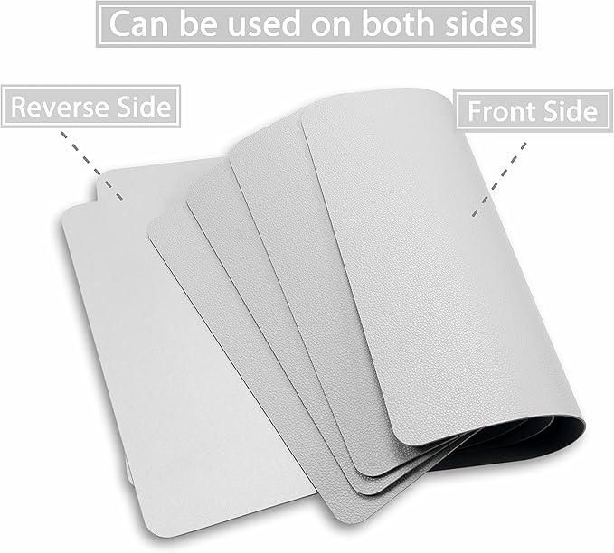 Wipeable Placemats Leather Table Mats Waterproof Heat-Resistant Easy to Clean for Dining Table Set Kitchen Table (6, Slate Grey)