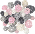 Patelai 36 Pcs Wicker Rattan Balls Decorative Balls for Vase Centerpiece Bowls Orbs Filler for Home Decor,4 Sizes(White, Pink, Light Grey, Dark Grey)