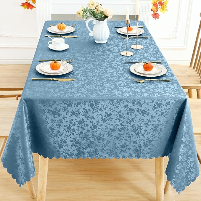 Smiry Rectangle Table Cloth, Waterproof Heavy Duty Vinyl Tablecloths, Wipeable Washable Table Cover for Kitchen and Dining Room (Stone Blue, 60" X 84")