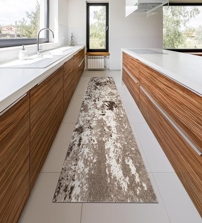 Keen Home Design Area Rugs - 2x16 Non-Shedding, Abstract Rugs for Kitchen, Living Room, Bedroom, Dining Room, Entryway - Size: 2'8" x 16', Multi