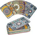 HENXFEN LEAD Boho Ceramic Dinner Plates 10 Inch – Large Rectangular Serving Plates Set of 6 for Salad, Sushi & Main Dishes, Microwave & Dishwasher Safe