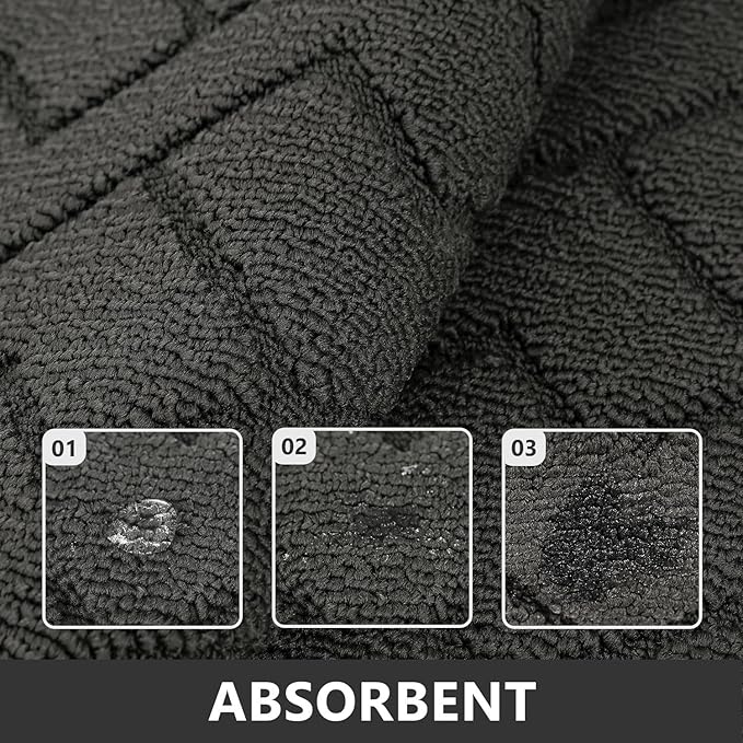hicorfe Kitchen Rugs and Mats Sets,2 Pieces Super Absorbent Polypropylene Non-Slip Rug,Soft Comfort Floor Mat,Machine Wash for Kitchen,Hallway,Office,Sink,Laundry(20" x 32"+20" x 59",Charcoal)