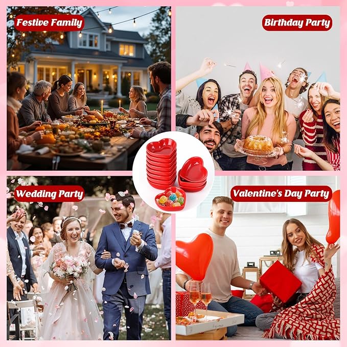12PCS Heart Shaped Bowl Heart Bowl For Candy Lovers, Office Desk Decor, Home Snack Display, Valentine'S Day, Wedding Celebrations, Birthday Parties,Family Kitchen Use