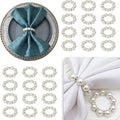 100 Pcs Silver Disposable Napkin Rings Imitation Pearl Ring Napkin Holder Delicate White Beaded Serviette Buckles for Wedding. Party, Family Parties, Engagements, Dinner Table Decor and Daily Use