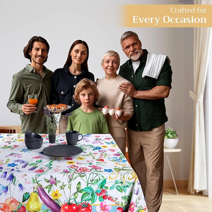 Maison d' Hermine Table Cloth Rectangle Table 100% Cotton 54 x 72 Inches Tablecloth Reusable Decorative for Dining Room Farmhouse Home Valentines Day Decorations Spring Summer - Giverny