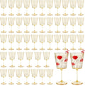 48 PCS Gold Ribbed Plastic Wine Glasses 13.5 OZ Ribbed Wine Glasses Detachable Wine Glass Elegant Fluted Glassware Vintage Style for Wedding Anniversary Birthday Dinner Parties