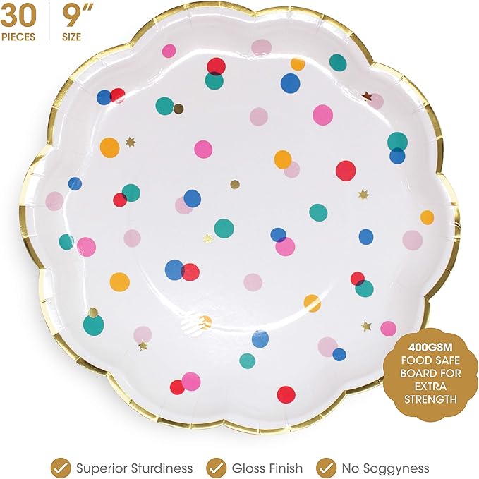 Premium Pink and Gold Party Plates Set - 30 Pack Disposable Plates and Napkins, Ultra-Durable 400GSM, No Soggy Mess