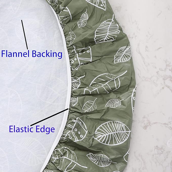 Walrus Round Vinyl Fitted Tablecloth with Flannel Backing Elastic Edge Design Table Cover Waterproof Oil-Proof PVC Table Cloth Stain-Resistant Best for 37"-44" Round