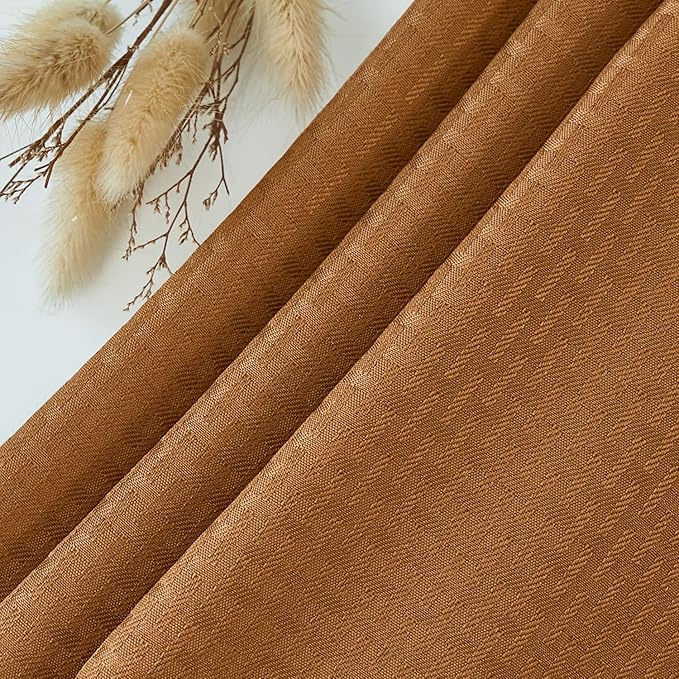 maxmill Weaved Texture Design Harvest Tablecloth Water Resistant Wrinkle Free Spill-Proof Soft Table Cloth for Fall Harvest Thanksgiving Parties Dinner Decoration, Rectangle 60 x 84 Inch Amber