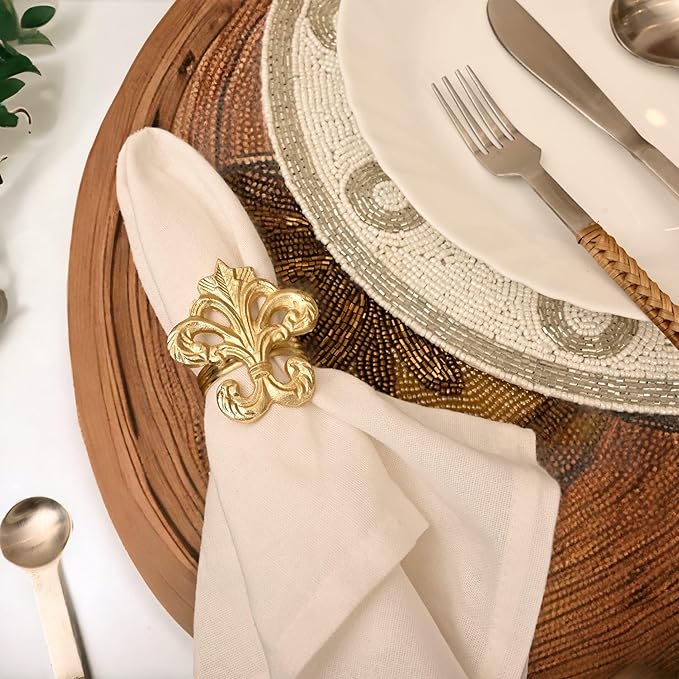 ALPHA Living HOME Napkin Rings Set of 12 - Napkins Ring for Dinning Table Rustic Dinner Tables Decoration for Wedding Receptions Christmas Thanksgiving Holiday Party Dinner Parties (Gold)