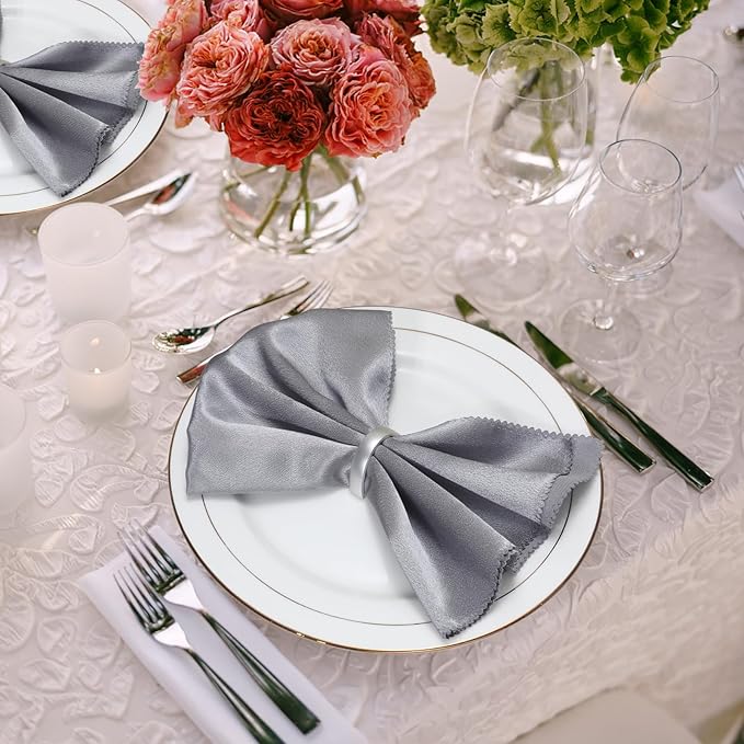 KPOSIYA Napkin Rings Set of 36, Metal Silver Napkin Rings Bulk for Table Settings, D-Shape Napkin Holders Rings for Dinner Table Decor, Easter, Fall,Thanksgiving, Christmas, Party,（Silver 36 pcs）