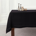 Solino Home Black Linen Tablecloth 52 x 52 Inch - 100% Pure Linen Square Table Throw - Classic Hemstitch, Machine Washable Table Cloth for Winter, Spring, Easter