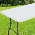 Smiry Rectangle Tablecloth, Elastic Fitted Flannel Backed Vinyl Tablecloths for 4ft Folding Tables, Waterproof Wipeable Table Covers for Indoor, Outdoor, Picnic and Camping (White, 30"x48")