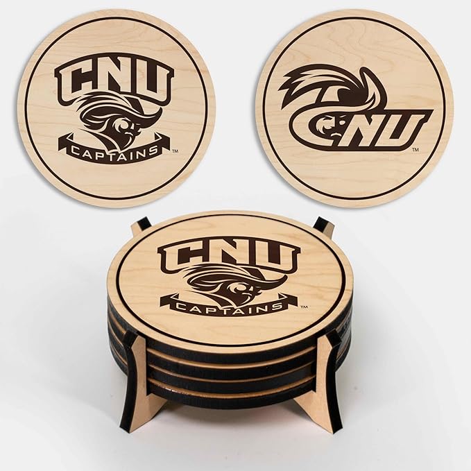 LazerEdge Christopher Newport Captains Wooden Coaster Set - Maple Wood - Officially Licensed Product - 4-Pack