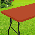Smiry Rectangle Picnic Table Cloth, Waterproof Elastic Fitted Tablecloths for 8 Foot Tables, Washable Polyester Table Cover for Camping, Indoor and Outdoor (Rust, 30"x96")